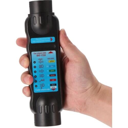 New Durable 12V 7 Pin Car Truck Trailer Plug Socket Tester Wiring Circuit Light Test Tool With 2 Adapters Car Diagnostic Tool