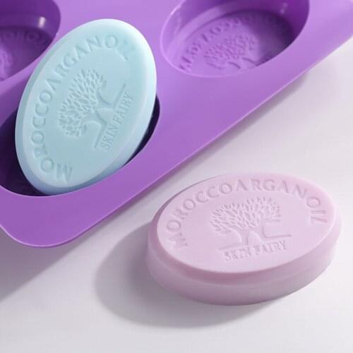 Oval Silicone Mold Tree 4 Hole Soap Mold Arts and Crafts Chocolate Cake Molding Hand Making Tools Soap Mould Silicone Mold