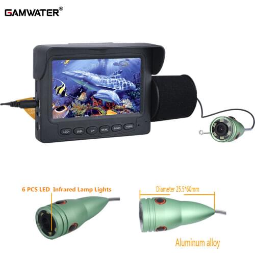 GAMWATER 30M 15M 1000TVL Fish Finder Underwater Fishing Camera 4.3" LCD Monitor 6PCS 1W IR LED Night Vision Camera For Fishing