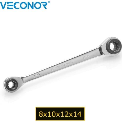 Veconor Professional Double Ratchet 72T Spanner Wrench 4 In 1, 8x10x12x14mm