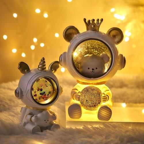 Astronaut Night Light Resin Embellishments Figurines Home Decoration Accessories for Living Room Modern Bedroom Decor Aesthetics