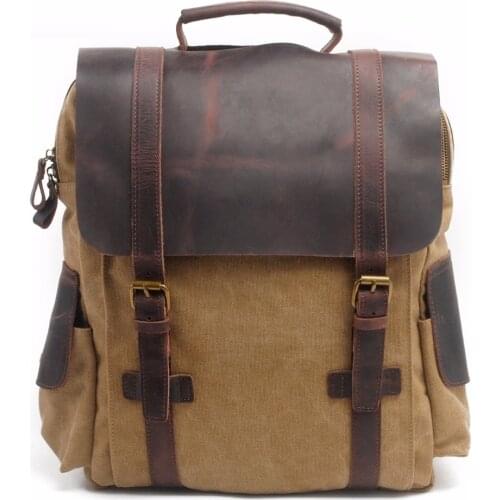 M141 New Fashion Backpack Leather Canvas Men Backpack School Bag Military Backpack Women Rucksack Male Knapsack Bagpack Mochila