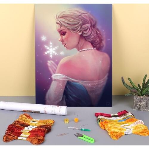 Cartoon Girl Woman Pre-Printed 11CT Cross-Stitch Embroidery Complete Kit DMC Threads Needlework Handicraft Sewing Different