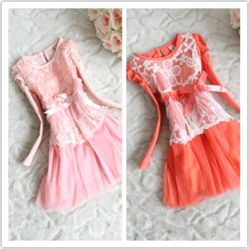Pretty Cute girls Tutu dress princess long sleeve lace dress YF099