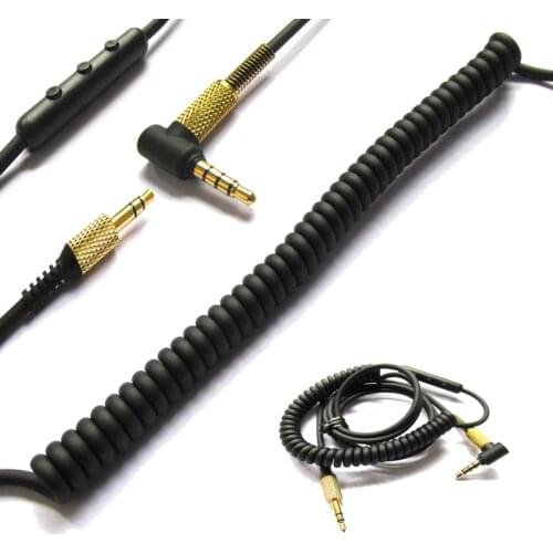 3 Button Replacement Audio Cable for Marshall Major 1 2 I Ii Bluetooth Spring Headphone Cord Cable Aux Cords with Mic