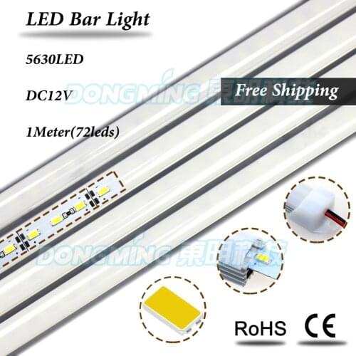 Best price 5630 led luces strip aluminum 72 led luces strip light 50pcs 1m led bar light U groove with pc cover for led lamp