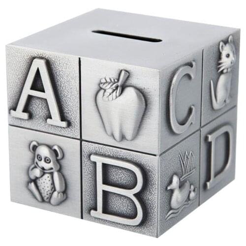 Vintage Metal Piggy Bank Square Rubiks Cube Money Box Coin Saving Pot Piggy Bank Home Decor Gift for Kids
