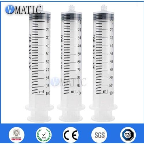 High Quality 5Pcs Glue Dispensing Plastic Manual Syringe / Hand Syringe 100cc/ml