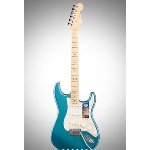 High quality FDST-1093 metal blue color solid body white pickguard maple frtboard Elite electric guitar, Free shipping