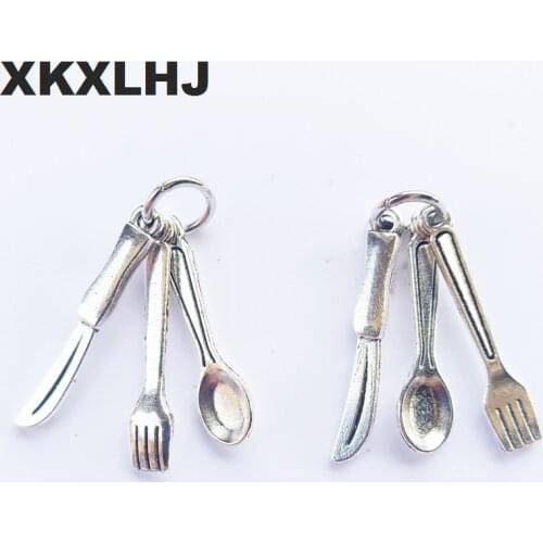 XKXLHJ 2018 New 10 Piece set Kitchen Supplies Cutlery Fork Spoon And Knife Key Chain Charm