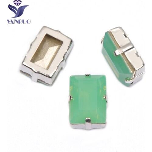 YANRUO 4527 All Sizes Pacific Opal Step Cut Sewn Stones K9 Pointed Back Glass Strass Crystal Rhinestones For Dresses