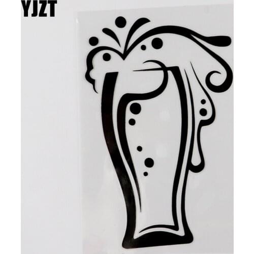 YJZT 10.2CM×15.8CM Fun Drinks Beer Glass Decal Vinyl Car Sticker Black/Silver 8A-1200
