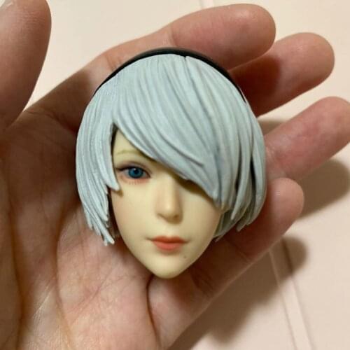 1/6 Scale 2B YoRHa NieR Automata Head Sculpt SET026 Female Soldier Head Carving Model for 12in Action Figure Pale Body Toy
