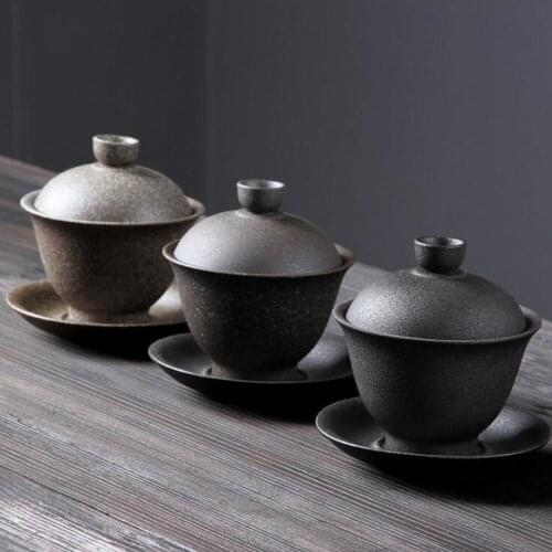 1PCS Vintage Chinese Kung Fu Tea Set Gaiwan Teapot Teacups Mug Tea Sets Coarse Japanese Style Ceramic Fot Gift Puer Drinkware