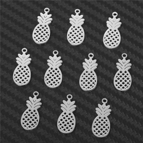 10pcs/Lot Real Stainless Steel Pineapple Fruit Charms Connectors for DIY Making Necklace Bracelet Fashion Jewelry Accessories