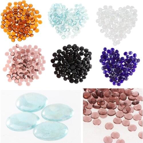 100Pcs Glass Stone Clear Marbles Fish Tank Pebbles Flat Bottom Round Top Features Decorative Centerpieces Florist Supplies