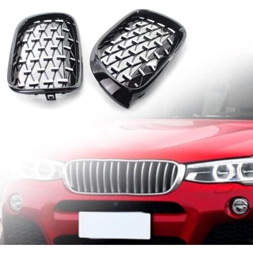 2Pcs Meteor Style Half Electroplating Front Kidney Grille Modification 51117338571 51117338572 51137367421 for BMW F25 F26 X3 X4