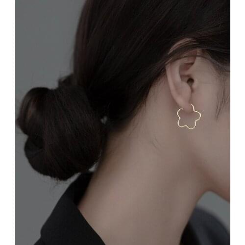 20mm REAL. 925 Sterling Silver Hollow Flower Big Piercing Stud Earrings C-G9878