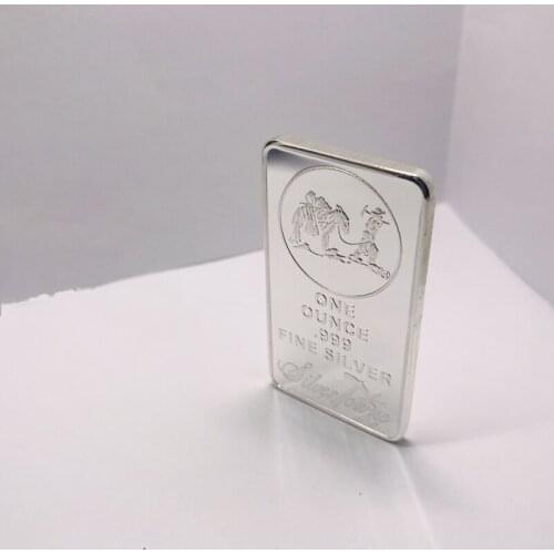 20 pcs Non Magnetic prospector 1 Oz Bars Brass Core Silver Plated 50 mm x 28 mm Ingot Badge Decoration Coin Collectible Bar