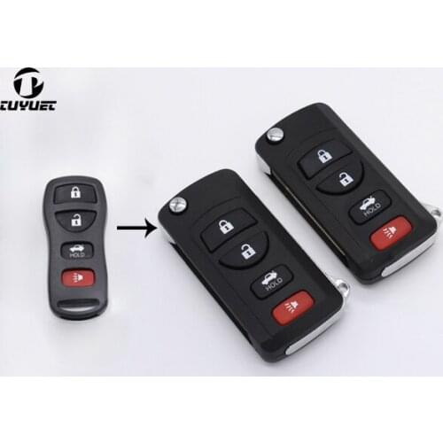 3+1 Buttons Modified Remote Key Shell 4 Buttons For Nissan Sylphy Tiida Flip Folding Car Key Blanks