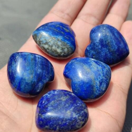 3pcs Natural Lapis Lazuli Heart Shaped Quartz Crystal Hand-polished Healing Decor Natural Stones and Minerals