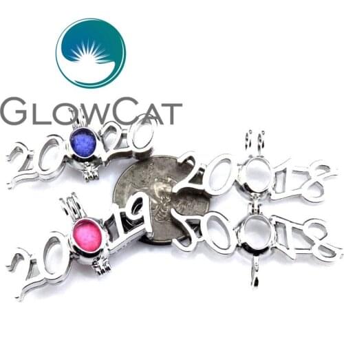 3pcs Number 2018 2020 Years Beads Cage Essential Oil Diffuser Oyster Pearl Cage Locket Charms for Pendant Jewelry Making 21920