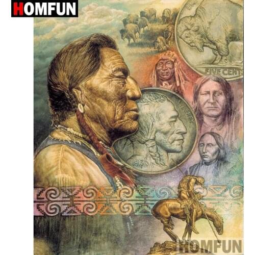 HOMFUN Full Square/Round Drill 5D DIY Diamond Painting "Indian woman" 3D Embroidery Cross Stitch 5D Home Decor A15088