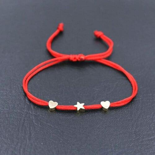 BPPCCR Lucky Love Heart Shape Stars Charm Couples Bracelet Thin Red Rope Thread String Distance Bracelets For Men Women