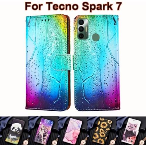Case For Tecno Spark 7 Cover Etui Flip Wallet Stand Leather Book Funda On Tecno Spark7 Case Capa Card Phone Shell Hoesje Bag