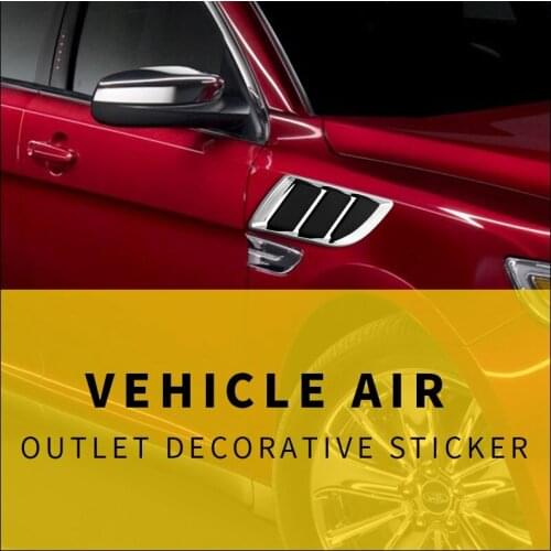 Black 1 Pair Universal Car Sticker ABS Decorative Air Flow Intake Bonnet Vent Cover Hood