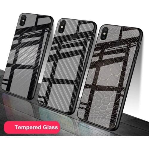 Car carbon fibre Tempered Glass Phone Case For Redmi Note 5 6 7 8 9 Pro Note8T Note9S Redmi8 9 Cover Shell