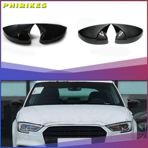 Pair for Audi A3 S3 8V RS3 Side Wing Mirror Covers Caps (Carbon Look) 2017 Replace 2015 2016 2018 2013 2014 2019