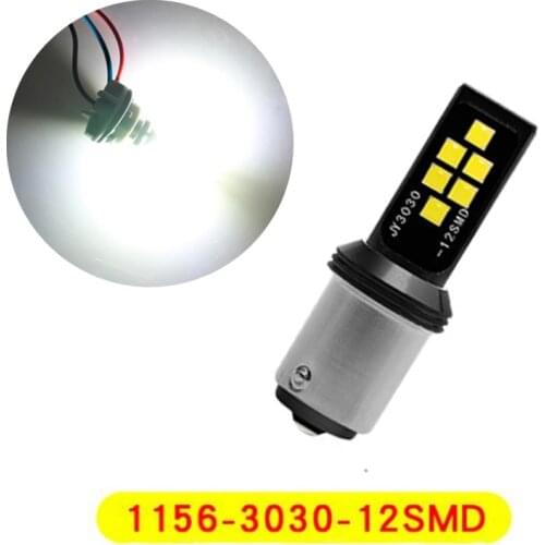2Pcs White Super Bright 1156 BA15S P21W 3030 12SMD LED Bulbs Car Turn Signal Lights Auto Brake Lamp Taillights12V