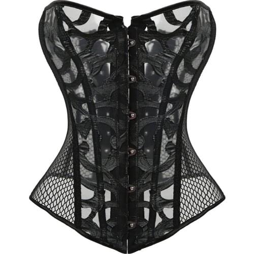 Lace Corset Sexy Bustier Mesh Corselet Summer Underwear Clothing Black White Lingerie Outfits G-string Slimming Party S-2XL