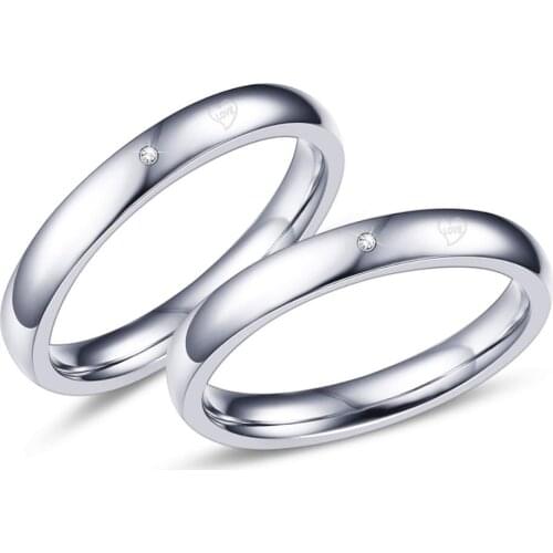 2021 Trend Couples 4mm Wide Romantic Titanium Steel Lovers' Ring Steel Color Jewelry R44