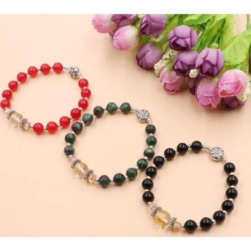 New Wholesale Handmade Bracelet Stone Jades Opal Zoisite Spot Crystal Beads Bracelets Elastic Bangle for Women Gift Jewelry B373