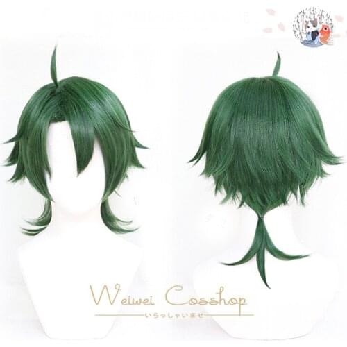 Anime SK∞ Joe Cosplay Wig Green Short Straight Mullet Little Ponytail Fake Hair SK8 the Infinity SK Eight Role Play