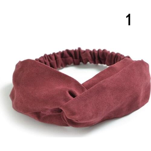 Suede Headband Vintage Cross Knot Elastic Hairbands Solid Pink Red Black Girls Hairband girls Hair Accessories Women Spring