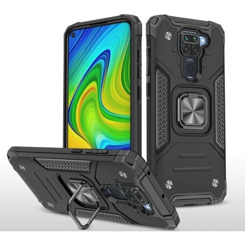 Shockproof Phone Case For Xiaomi Redmi Note Pro Max 10 10S 9 9S 9A 9C Prime Power 5G Armor Metal Ring Car Holder Protect Cover