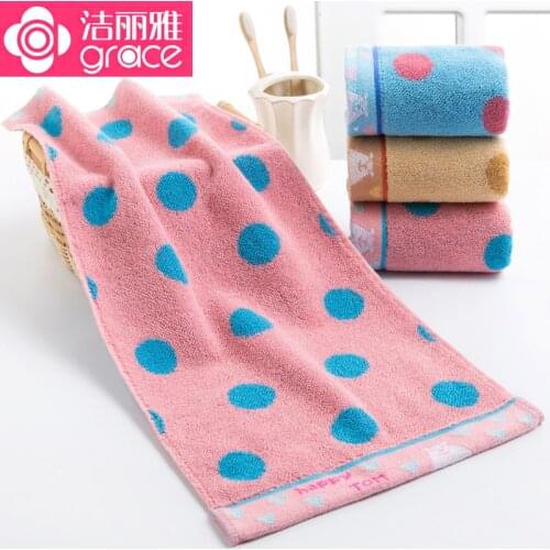 Five packs, small towel for children, cartoon bear with big dots, soft and absorbent, convenient handkerchief 8315