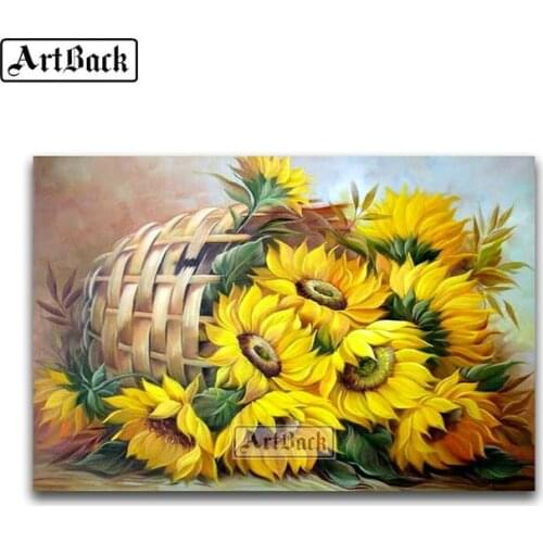 Sale 5D Diamond Painting Sunflower Full Square / Round Diamond Embroidery Mosaic Flower 3d Rhinestone Home Decor