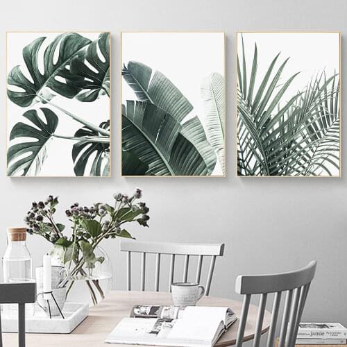 Scandinavian Fashion Green Leaves Poster Canvas Painting Botanical Art Print Modern Wall Picture For Living Home Room Decor