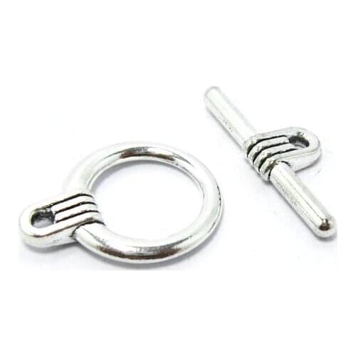 Toggle clasp Silver tone stripe toggle clasp bracelet connector