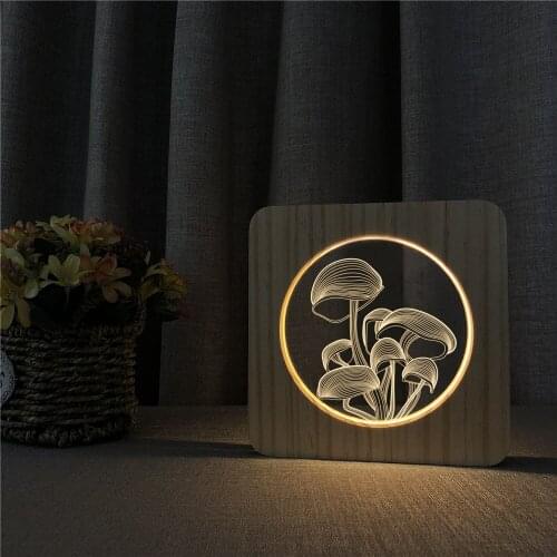 Mushroom 3D USB LED Arylic Night Lamp Table Light Switch Control Carving Lamp for Childrens Room Decoration Dropshipping