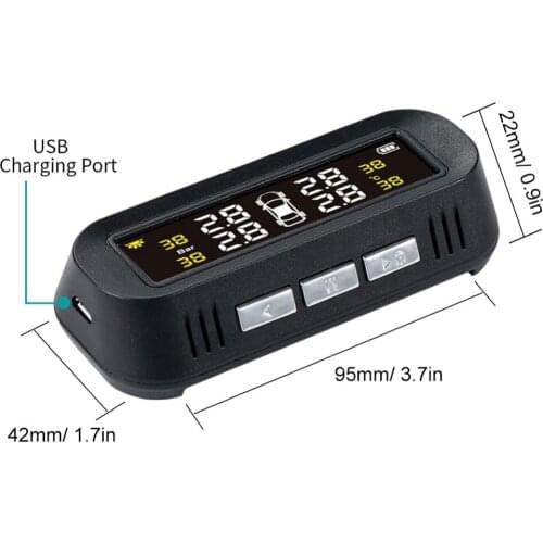 Universal Digital Tire Pressure Monitor Sensor Charged By Solar Or USB Real-Time Monitoring Of Tire Pressure And Temperature