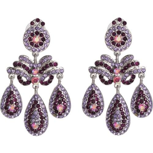 High Quality Luxury Crystal Rhinestone Earrings Women Indian Long Earrings Female Fashion ZA Large Drop Earring Jewelry 2020 New