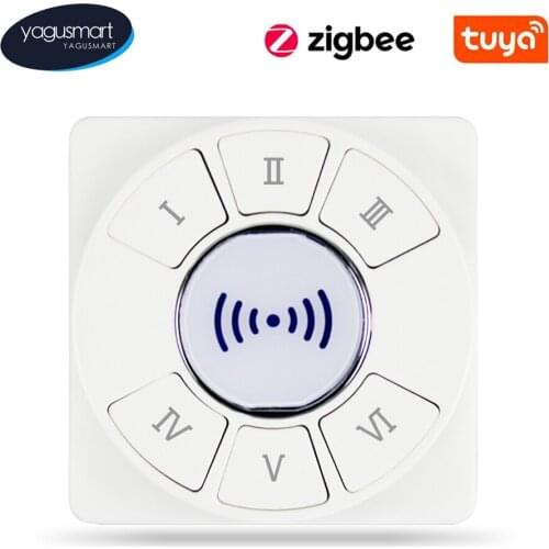 Yagusmart 6 Gangs Tuya Zigbee Switch with Push Button Alexa Voice Control Smart Wireless Scene Switches Smart Home Device