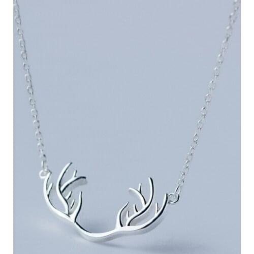 MloveAcc 925 Sterling Silver Animal Elk Deer Choker Antler Necklace & Pendant Christmas Gifts for Women Collier Femme New