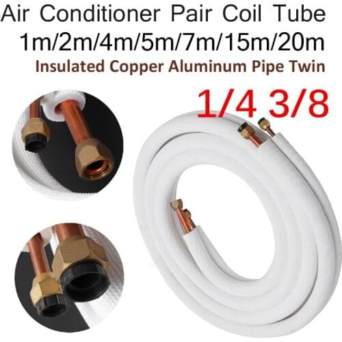 1/2/4/7/15m Coil Tube Insulated Copper Pipe 1/4'' 3/8'' Air Conditioner Pipes Fittings Pair Split Line Wire Set Air Conditioner