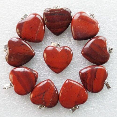 10Pcs 22x20x6mm Beautiful Red Jaspers Heart Pendant Bead